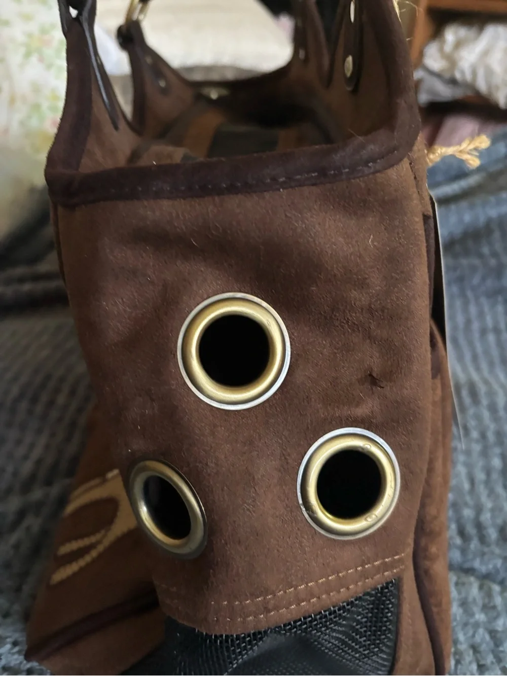 Brown Suede upscale airline carrier for spoiled pups! RARE!
